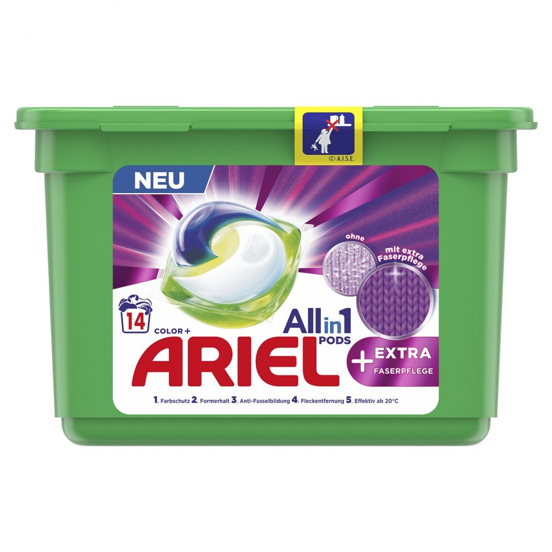 Ariel All in 1 Color+ Extra Faserpflege Kapsułki do Prania 14 szt. (Niemcy)