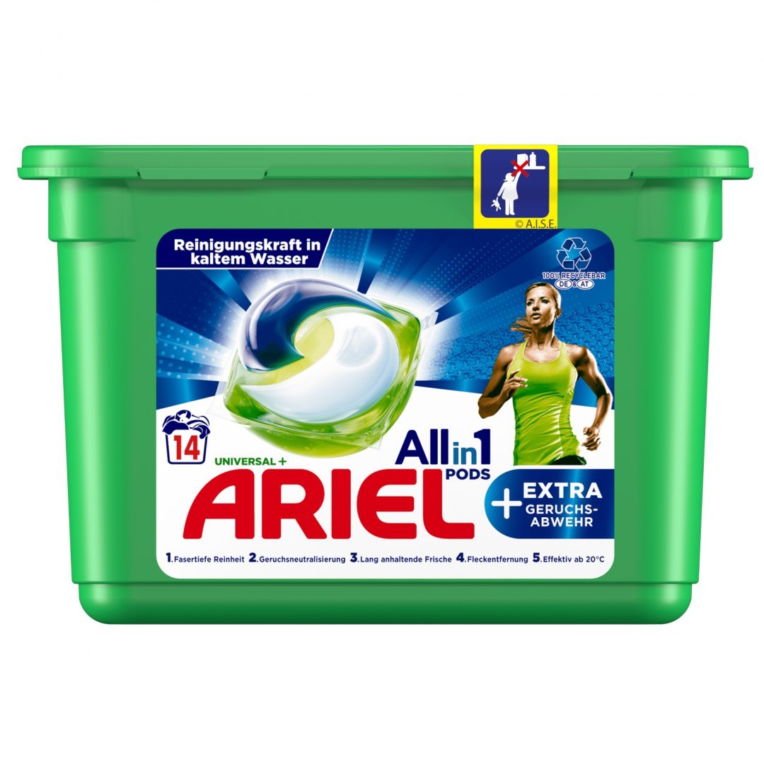 Ariel All in 1 Universal+Extra Geruchsabwehr Kapsułki do Prania 14 szt. (Niemcy)