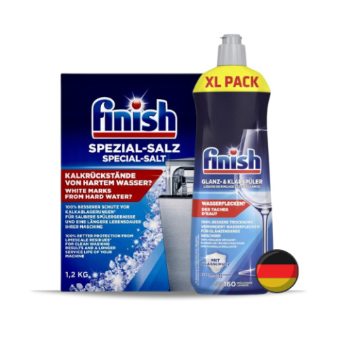 Finish Zestaw Do Zmywarki Sól 1,2 kg Nabłyszczacz XL 800 ml (Niemcy)