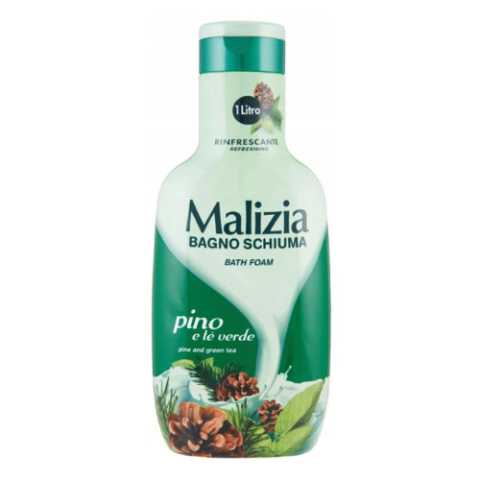 Włoski płyn do kąpieli Malizia o zapachu sosny i zielonej herbaty