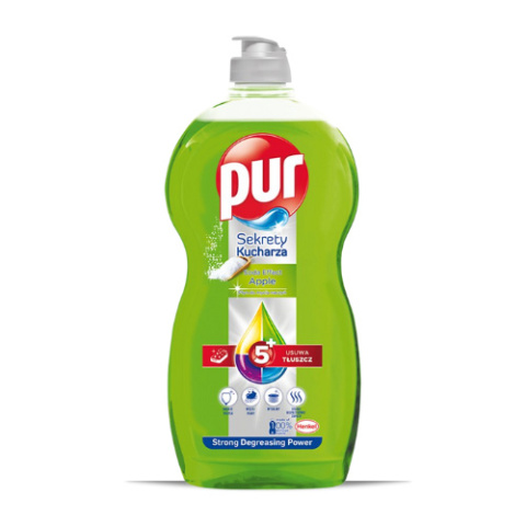 Zielony płyn do mycia naczyń PUR Sekrety Kucharza Apple Soda Effect 1,2l