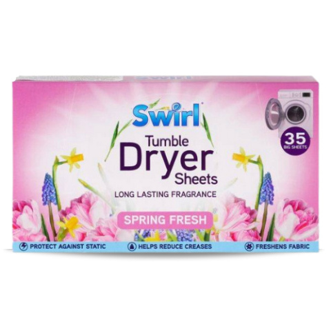 Różowe chusteczki zapachowe Swirl Tumble Dryer Sheets Spring Fresh 35 szt. z Wielkiej Brytanii