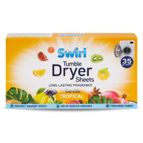 Pomarańczowe chusteczki zapachowe Swirl Tumble Dryer Sheets Tropical 35 szt. z Wielkiej Brytanii
