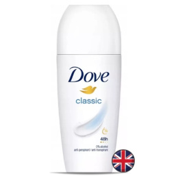 Dove Classic Antyperspirant w Kulce dla Kobiet Roll-on 48h 50 ml (Wielka Brytania)