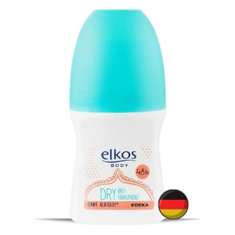 Elkos Antyperspirant w Kulce Dla Kobiet Roll-on 48h Bez Alkoholu 50 ml (Niemcy)