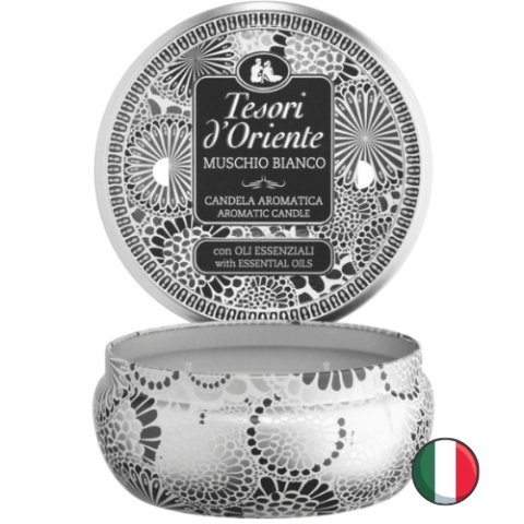 Tesori d'Oriente Muschio Bianco Świeca Zapachowa Białe Piżmo 200 g (Włochy)