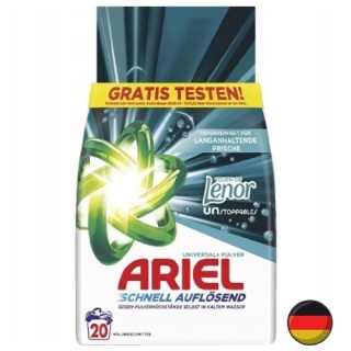 Ariel Touch of Lenor Uniwersalny Proszek do Prania Worek Folia 20 prań (Niemcy)