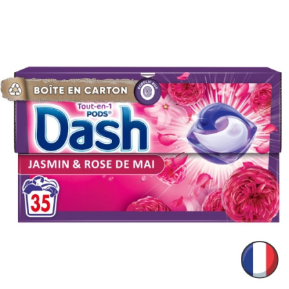 Dash Jasmine&Rose Uniwersalne Kapsułki do Prania Jaśmin Róża 35 szt. (Francja)