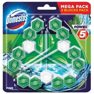 Domestos Power 5 Pine Kostki Zawieszki do Toalety WC Sosnowe 3x55g