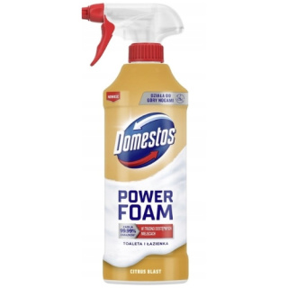 Domestos Power Foam Aktywna Piana Czyszcząca do Toalet WC Łazienki Citrus Blast Cytrynowa 435 ml