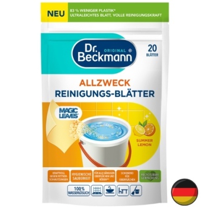 Dr Beckmann Magiczne Listki Do Mycia Podłóg Summer Lemon Cytrusowe 20 szt. (Niemcy)