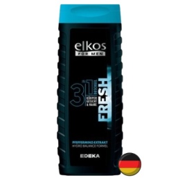 Elkos Men 3w1 Fresh Żel pod Prysznic Dla Mężczyzn do Ciała Twarzy Włosów 300 ml (Niemcy)