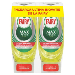Fairy Max Power Lemon Cytrynowy Płyn do Mycia Naczyń Zestaw 2 x 450 ml = 900 ml