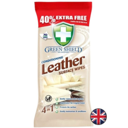 Green Shield Leather Nawilżane Chusteczki do Skóry Mebli Butów Torebek 70 szt. (Wielka Brytania)
