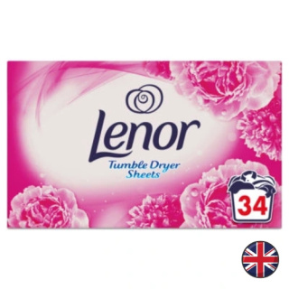 Lenor Pink Blossom Kwiatowe Chusteczki Zapachowe do Suszarek 34 szt. (Wielka Brytania)