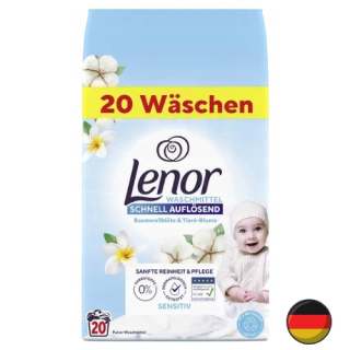 Lenor Sensitive Delikatny Proszek do Prania dla Dzieci i Alergików Bawełna Tiare 20 prań (Niemcy)