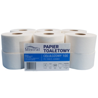 Mistral Papier Toaletowy Jumbo Celulozowy do Podajników 12 rolek x 100 m = 1200 m