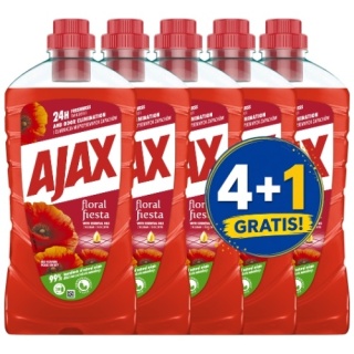 Ajax Płyn Uniwersalny do Podłóg Floral Fiesta z Olejkami Eterycznymi Polne Kwiaty 1l 4+1 PIĄTY GRATIS