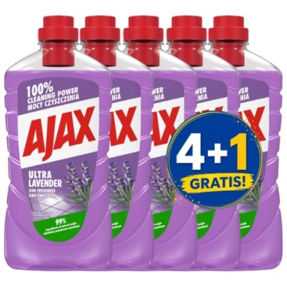 Ajax Płyn Uniwersalny do Podłóg Ultra Lawenda Lawendowy 1l 4+1 PIĄTY GRATIS