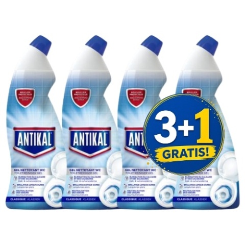 Antikal Classic Żel do Czyszczenia Toalety WC 750 ml 3+1 CZWARTY GRATIS