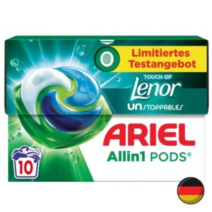 Ariel Touch of Lenor 4w1 Uniwersalne Kapsułki do Prania z Zapachem 10 szt. (Niemcy)