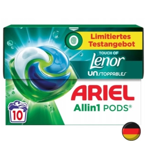 Ariel Touch of Lenor 4w1 Uniwersalne Kapsułki do Prania z Zapachem 10 szt. (Niemcy)
