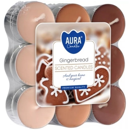 Bispol Aura Podgrzewacz Tealight Zapachowy Świeczki Gingerbread Pierniczki 18 szt.