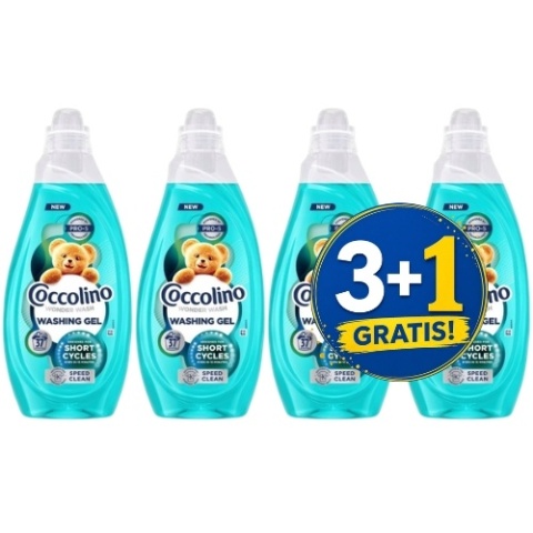 Coccolino Wonder Wash Uniwersalny Żel do Prania do Krótkich Cykli 37 prań 3+1 CZWARTY GRATIS