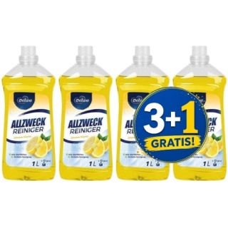 Deluxe Allzweck Reiniger Płyn do Podłóg Cytrynowy Zitrone Frische 1l 3+1 CZWARTY GRATIS