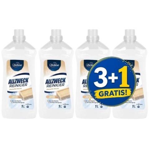 Deluxe Allzweck Reiniger Płyn do Podłóg z Mydłem Marsylskim 1l 3+1 CZWARTY GRATIS