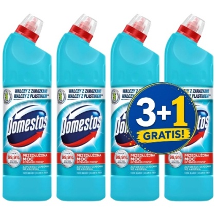 Domestos Atlantic Fresh Niebieski Żel do WC 750 ml 3+1 CZWARTY GRATIS