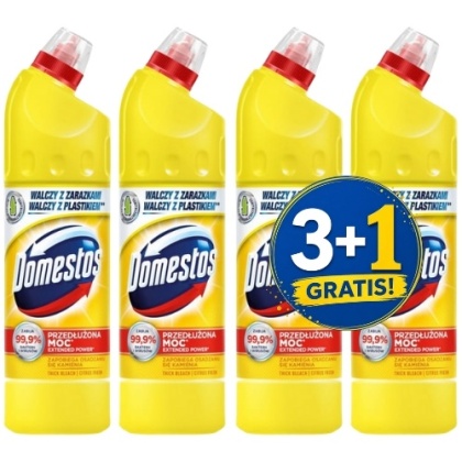 Domestos Citrus Fresh Cytrynowy Żel do WC 750 ml 3+1 CZWARTY GRATIS