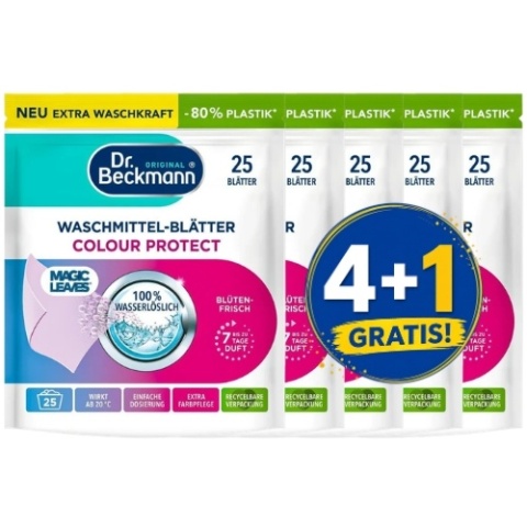 Dr Beckmann Magic Leaves Listki do Prania Koloru 25 szt. 4+1 PIĄTY GRATIS