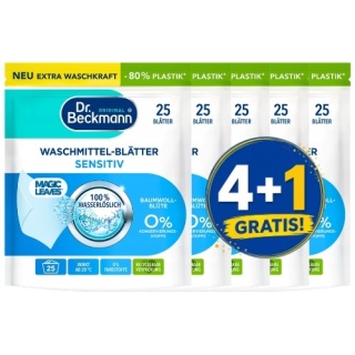 Dr Beckmann Magic Leaves Sensitiv Delikatne Listki do Prania 25 szt. 4+1 PIĄTY GRATIS