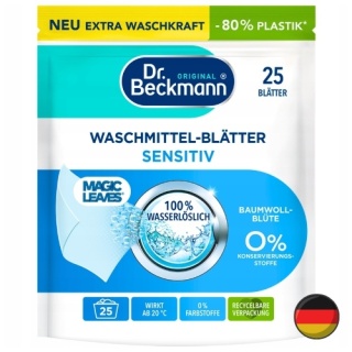 Dr Beckmann Magic Leaves Sensitiv Delikatne Listki do Prania 25 szt. (Niemcy)