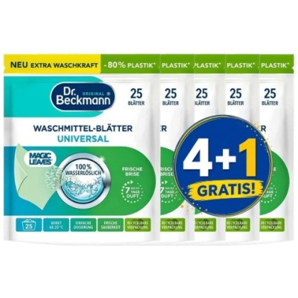 Dr Beckmann Magic Leaves Uniwersalne Listki do Prania 25 szt. 4+1 PIĄTY GRATIS