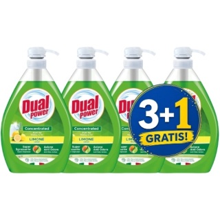 Dual Power Płyn Koncentrat do Mycia Naczyń Cytrynowy 1l 3+1 CZWARTY GRATIS