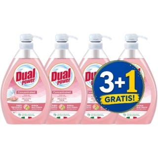 Dual Power Płyn Koncentrat do Mycia Naczyń Delikatny dla Dłoni 1l 3+1 CZWARTY GRATIS