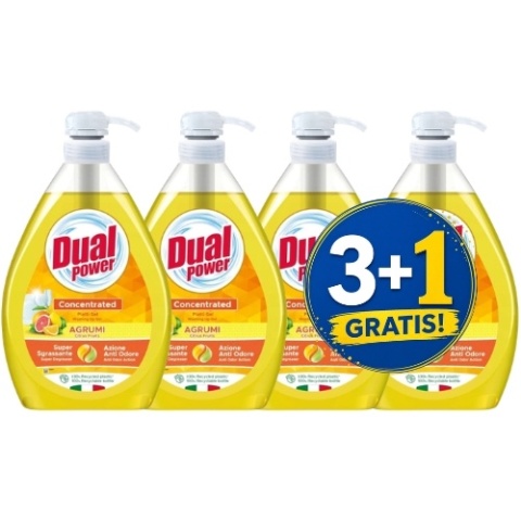 Dual Power Płyn do Naczyń Cytrusowy 1L 3+1 CZWARTY GRATIS