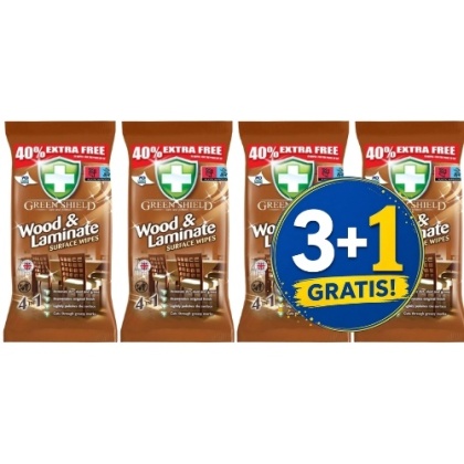 Green Shield Wood Nawilżane Chusteczki do Mebli Drewnianych Laminowanych 70 szt. 3+1 CZWARTY GRATIS