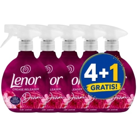Lenor Crease Releaser Ruby Jasmine Divine Żelazko w Sprayu 500 ml 4+1 PIĄTY GRATIS