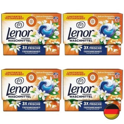 Lenor Orangenblut Pfirsich Uniwersalne Kapsułki do Prania Kwiat Pomarańczy Zestaw 4 x 10 szt. = 40 szt. (Niemcy)