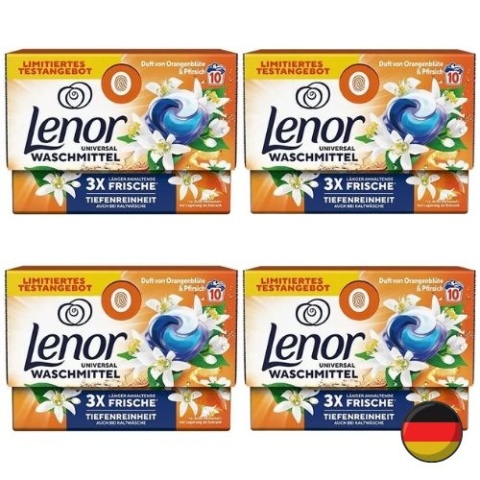 Lenor Orangenblut Pfirsich Uniwersalne Kapsułki do Prania Kwiat Pomarańczy Zestaw 4 x 10 szt. = 40 szt. (Niemcy)