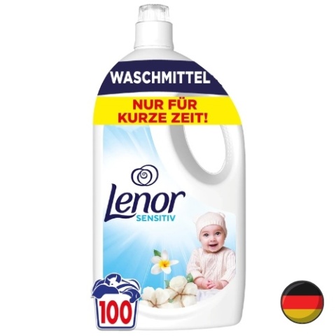 Lenor Żel do Prania Sensitive Kwiat Bawełny Tiare Gardenia Delikatny 100 prań (Niemcy)
