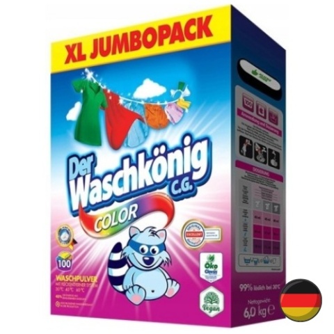Waschkonig Color Proszek do Prania Koloru XL Jumbo Pack 100 prań (Niemcy)