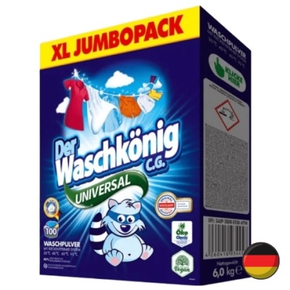 Waschkonig Universal Uniwersalny Proszek do Prania XL Jumbo Pack 100 prań (Niemcy)