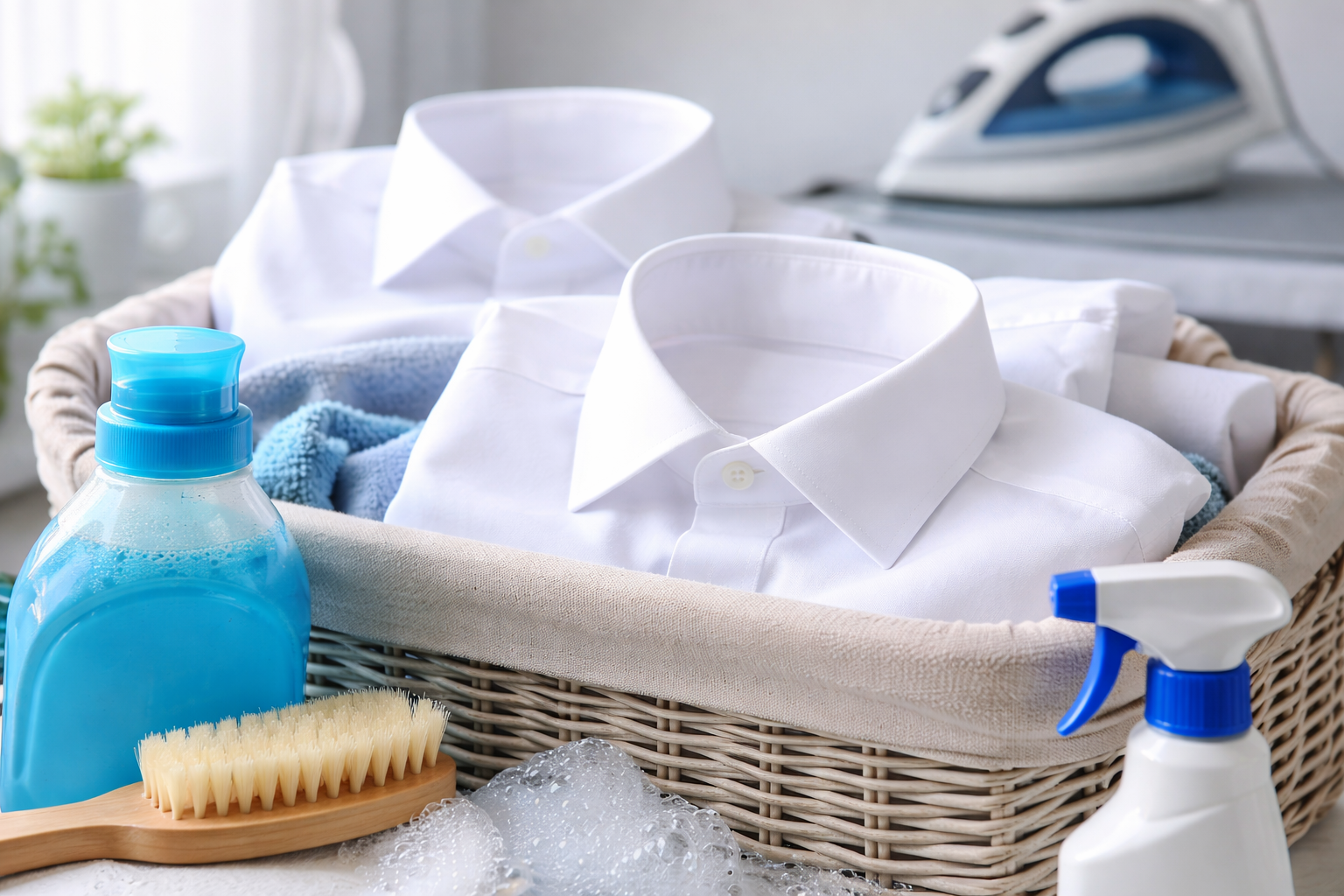 Białe koszule w pralni