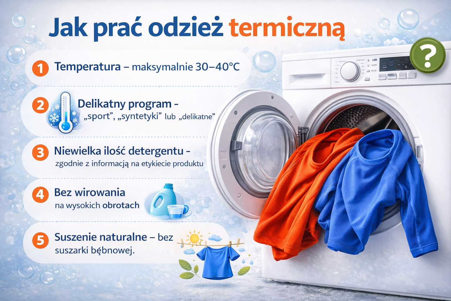 Jak prawidłowo prać odzież termiczną?
